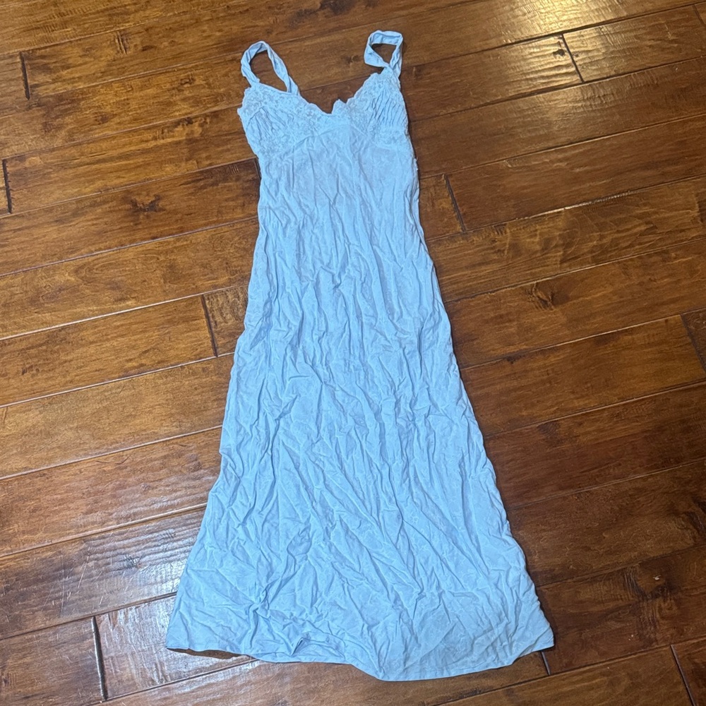 Light Blue Lace-Trim Slip Dress - Women's